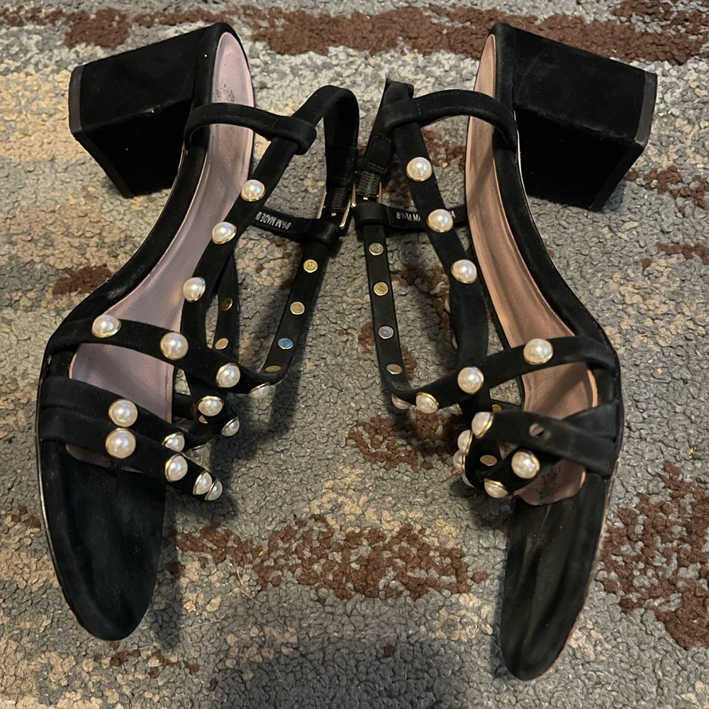 Kate Spade Black Heels with Pearl Accents